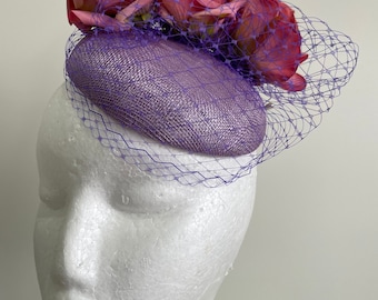 New purple fascinator with flowers and netting!