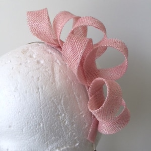 NEW pink sinamay loop fascinator on a metal headband!