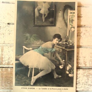 Antieke ansichtkaart balletdanser - Ster van de opera, dame vrouw meisje, ballerina ballet kostuumschoenen, kunstenaar theatertutu, Frans getint 1900