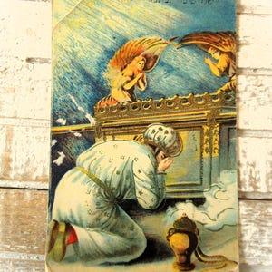 Antieke gouden Aladdin-ansichtkaart met reliëf - vouwen - Sprookje, tovenaar magische lamp, Arabische kostuumtovenaar, Frans getint 1900