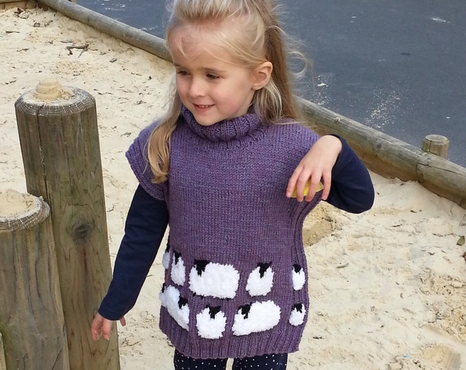 Sheep Tunic Knitting Pattern: Child's Sweater & Hat (Ages 2-10) (Digital Download)
