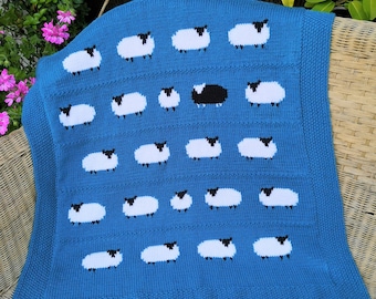 Sheep Blanket Knitting Pattern: Aran Worsted Baby Blanket (Digital Download pdf)