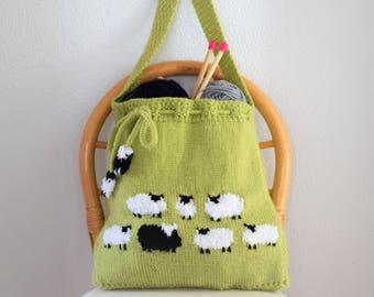Bag Knitting Pattern, Knitting bag Pattern,  Handmade Tote Bag, Sheep Shoulder Bag, Sheep Handbag, Knitted Sheep Bag, Pdf download