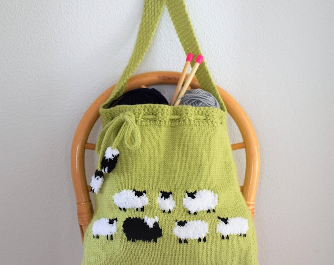 Bag Knitting Pattern, Knitting bag Pattern,  Handmade Tote Bag, Sheep Shoulder Bag, Sheep Handbag, Knitted Sheep Bag, Pdf download