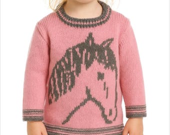 Horse Sweater Knitting Pattern: DK Yarn Jumper, 2-7 Years (PDF Pattern)