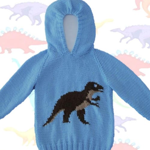 Knitting Pattern for Dinosaur Child's Sweater and Hat - Etsy Australia