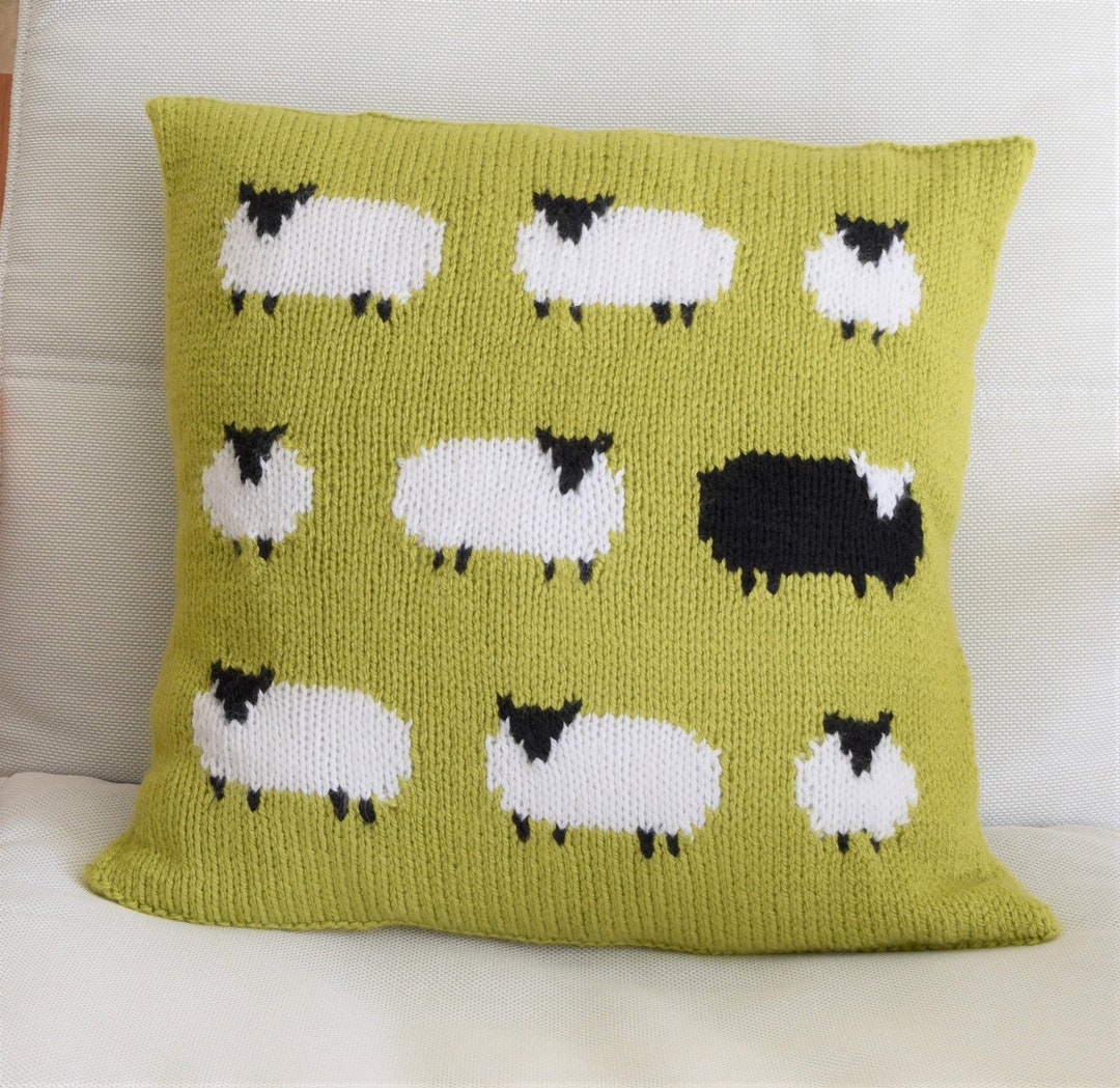 Knitting Pattern for a Sheep Cushion Using Aran or Worsted Wool, Pillow