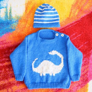 Knitting Pattern for Baby Dinosaur Sweater and Hat 3-24 - Etsy