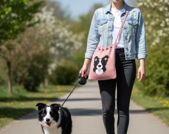 Border Collie Dog Bag Knitting Pattern: Knit Tote Handbag (PDF Download)