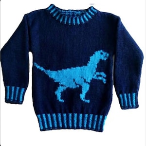 Velociraptor Dinosaur Sweater and Hat Knitting Pattern:  4-13 Years, Aran/Worsted yarn (Digital Download)