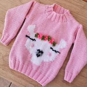 Knitting Pattern for Llama Chunky Child's Sweater, Children's Llama Digital Pattern for ages 4, 5, 6, 7, 8, 9, 10,11 years with 12 ply yarn image 3