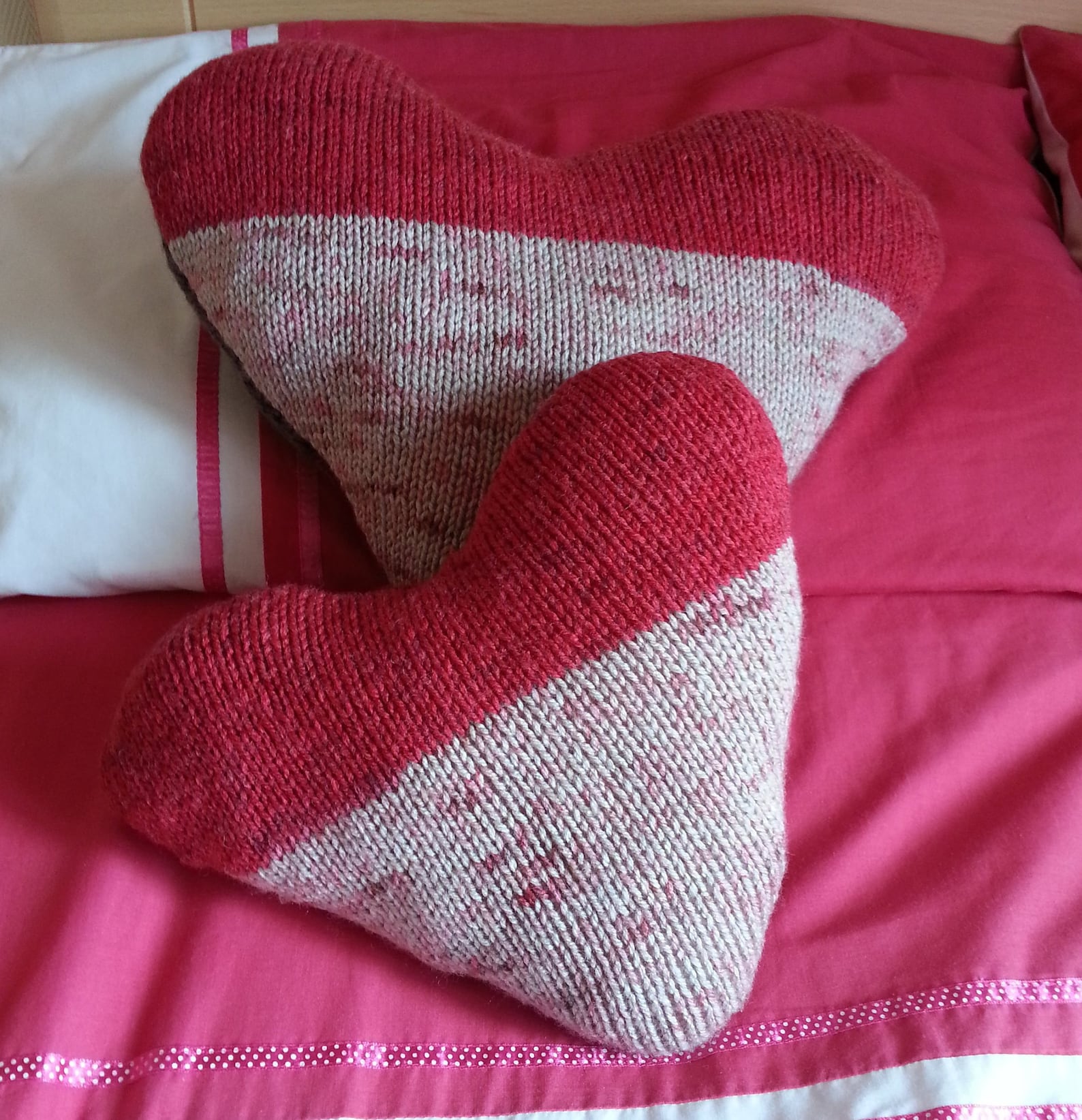 Heart Pillows Knitting Pattern Hearts Cushion Pdf Download Etsy