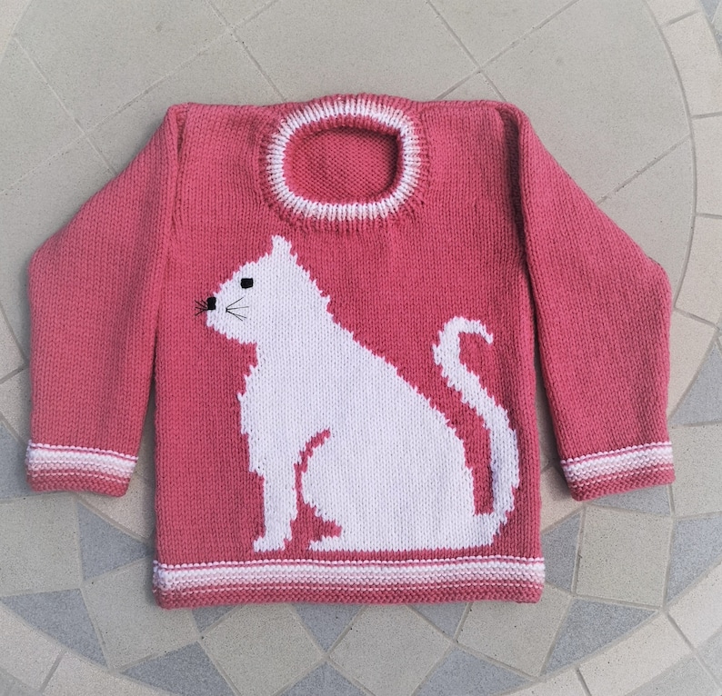Knitting Pattern Cat Child's Sweater Cat Motif for Etsy Canada