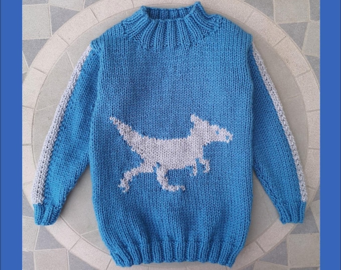 Dinosaur Chunky Knit Sweater Pattern: Quick knit Children's Jumper (Digital Download, 4-11 Years)