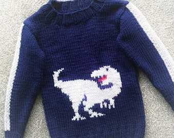 T-Rex Dinosaur Chunky Sweater Knitting Pattern: Child's Jumper (4-11 Years) (Digital Download)