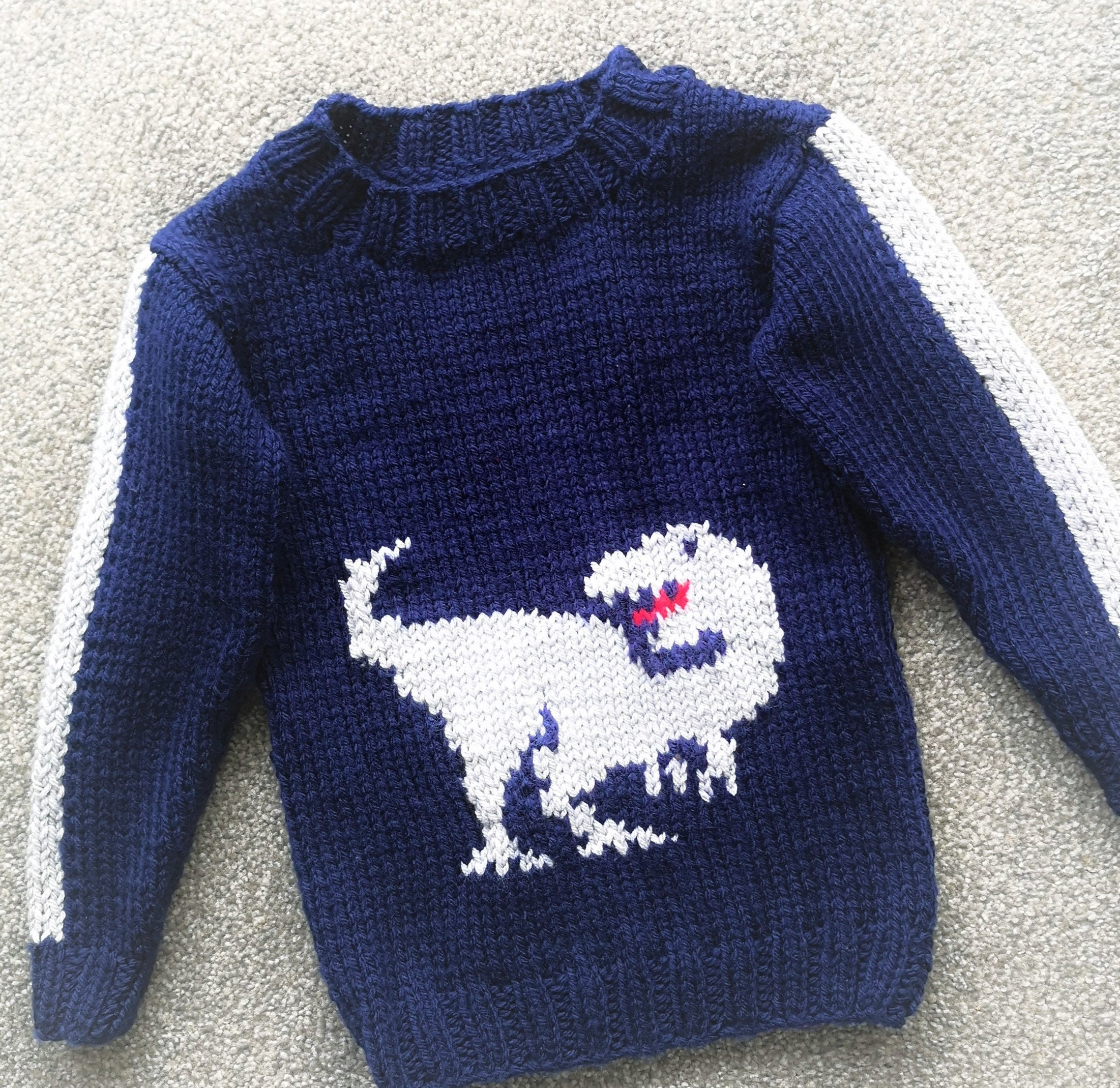 Knitting Pattern for T-Rex Dinosaur Chunky Child's Sweater 4-11 years ...