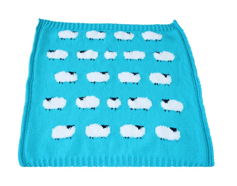 Knitting pattern for a Sheep Blanket, Throw Knitting Pattern with Sheep, Baby Blanket with Sheep, digital download image 5