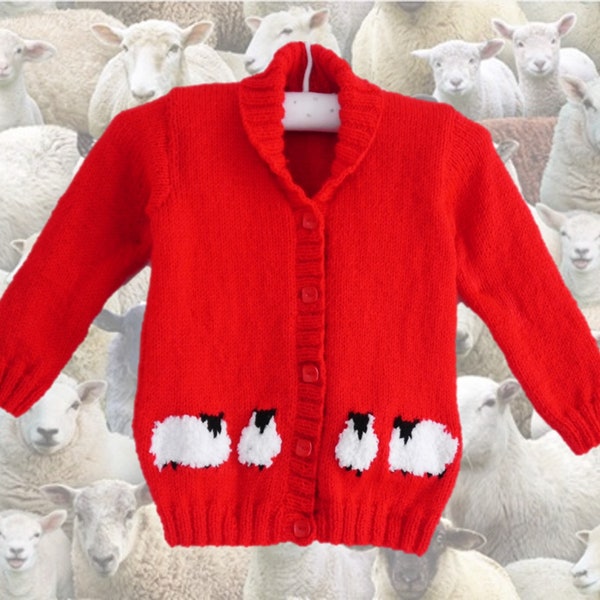 Knitting Pattern for Child Sheep Jacket 1-7 years, Sheep Jacket for Boy or Girl in DK yarn, Digital Download knitting patterns