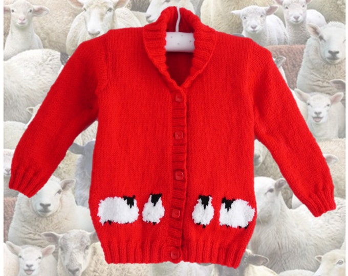 Knitting Pattern for Child Sheep Jacket 1-7 years, Sheep Jacket for Boy or Girl in DK yarn, Digital Download knitting patterns