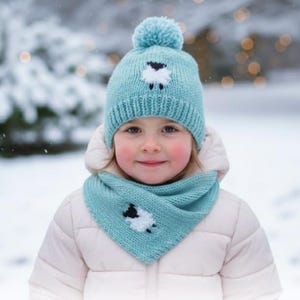 Chunky Knit Hat and Scarf Set Knitting Pattern: Sheep Design (Digital Download)