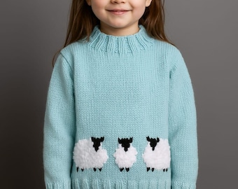 Sheep Sweater Knitting Pattern: Chunky Yarn, Quick Knit -Ages 4-11 (Digital Pattern)