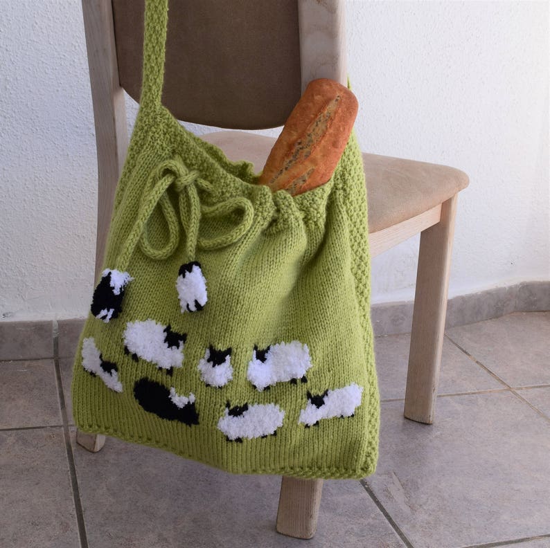 Bag Knitting Pattern, Knitting bag Pattern, Handmade Tote Bag, Sheep Shoulder Bag, Sheep Handbag, Knitted Sheep Bag, Pdf download image 2