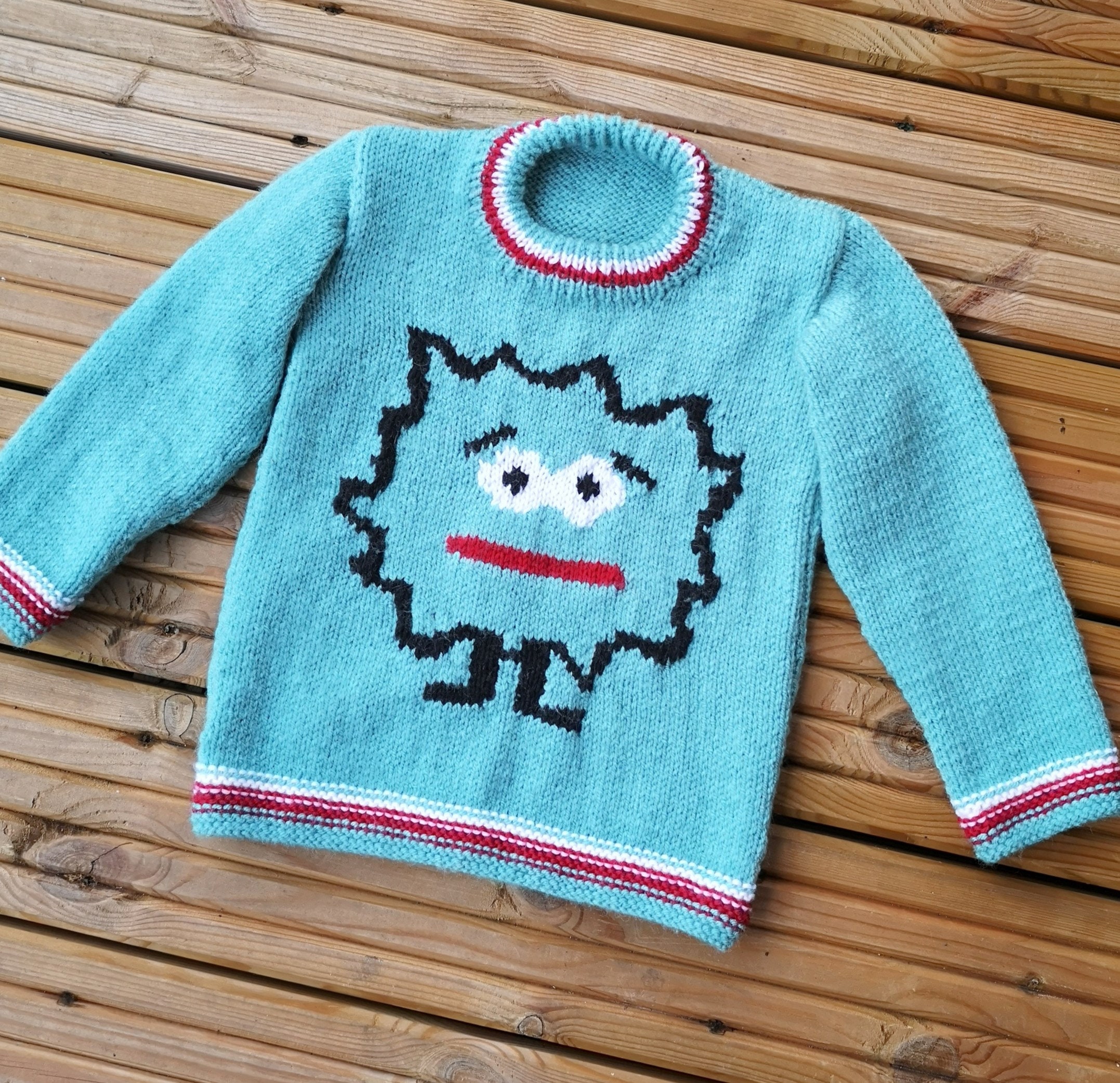 Knitting Pattern Monster Child's Sweater Monsters Boys Etsy Australia