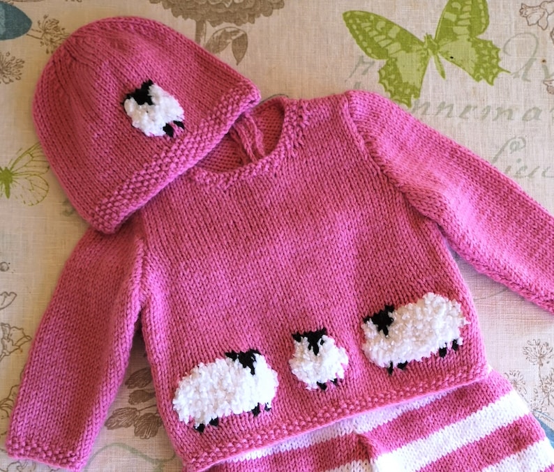 Knitting Pattern for Baby Sheep Sweater and Hat Sheep Jumper Etsy