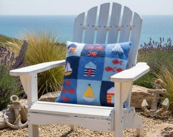 Seaside Cushion Knitting Pattern: Patchwork Beach Theme (Digital Download)