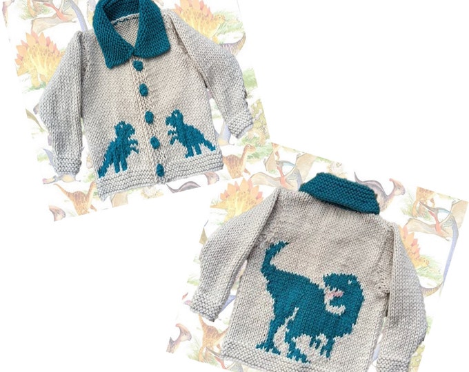 Dinosaur T-Rex Jacket Knitting Pattern: Chunky Yarn, Ages 1-11 (PDF Pattern)