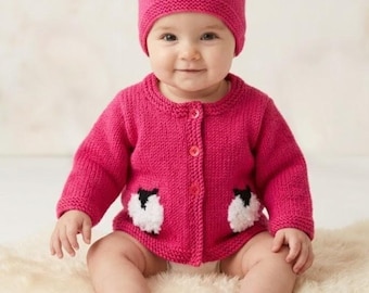 Knitting Pattern: Baby Sheep Cardigan & Hat, DK yarn, 0-18 Months (Digital PDF)