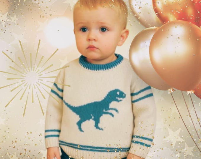 Velociraptor Dinosaur Sweater Knitting Pattern: Child's Double Knit Jumper (PDF Pattern)