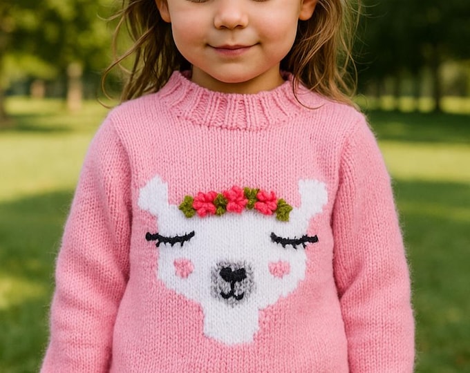 Llama Chunky Sweater Knitting Pattern: Children's jumper Ages 4-11 (Digital Pattern)