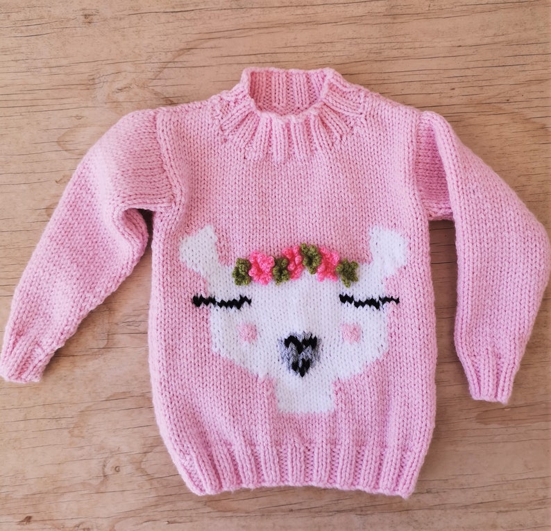 Knitting Pattern for Llama Chunky Child's Sweater, Children's Llama Digital Pattern for ages 4, 5, 6, 7, 8, 9, 10,11 years with 12 ply yarn image 5