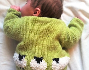 Knitting Pattern for Baby Sheep Jacket and Hat 0-18 months,  Baby Cardigan with sheep, Baby boy and girl knitting pattern, Digital download