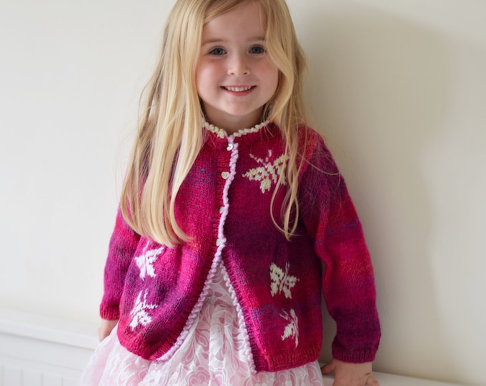 Knitting Pattern for Child's Jacket with Butterflies 2-13 years, Cardigan with Butterflies Knitting Pattern, Butterfly design, Digital PDF