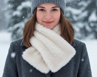 Faux Fur Neck Warmer Knitting Pattern: Chunky 1 Ball Yarn Scarf (Digital PDF Download)