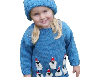 Knitting Pattern for Sheep Child Sweater and Hat Aran 2-10 years, Christmas Sweater Hat Knitting Pattern, Aran Sheep Knitting Pattern, Xmas