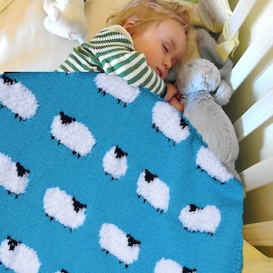 Knitting pattern for a Sheep Blanket, Throw Knitting Pattern with Sheep, Baby Blanket with Sheep, digital download image 3