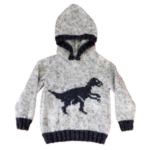 Knitting pattern for boys and girls dinosaur hoodie, Pdf digital download, Velociraptor Dinosaurs childrens Aran knitting pattern 2-12 years image 4