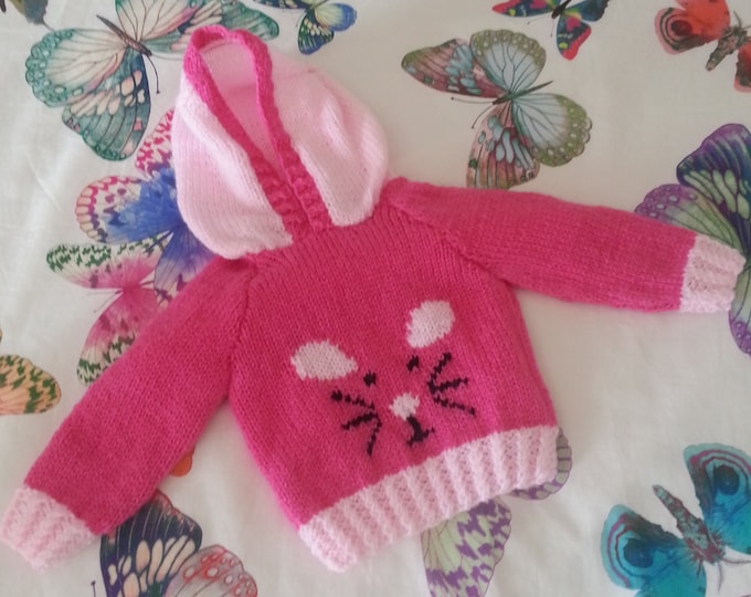Knitting Pattern for Child's Mouse Sweater 0-7 years, Hoodie with Mouse Knitting Pattern, Children's Hoodie Sweater, Digital Download