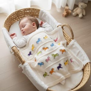 Pony Blanket Knitting Pattern: Little Horse Throw in Aran/Worsted Yarn  (PDF Pattern)