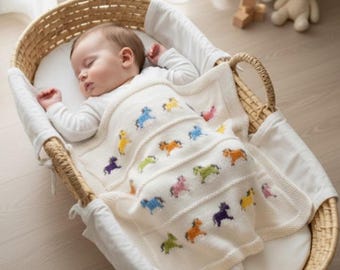 Pony Blanket Knitting Pattern: Little Horse Throw in Aran/Worsted Yarn  (PDF Pattern)