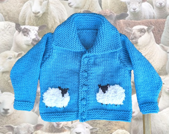 Knitting Pattern for ages 1 -11 years. Chunky Sheep Child. Toddlers Jacket, Boys and Girls fun knit, Quick Knit Pattern Printable Download