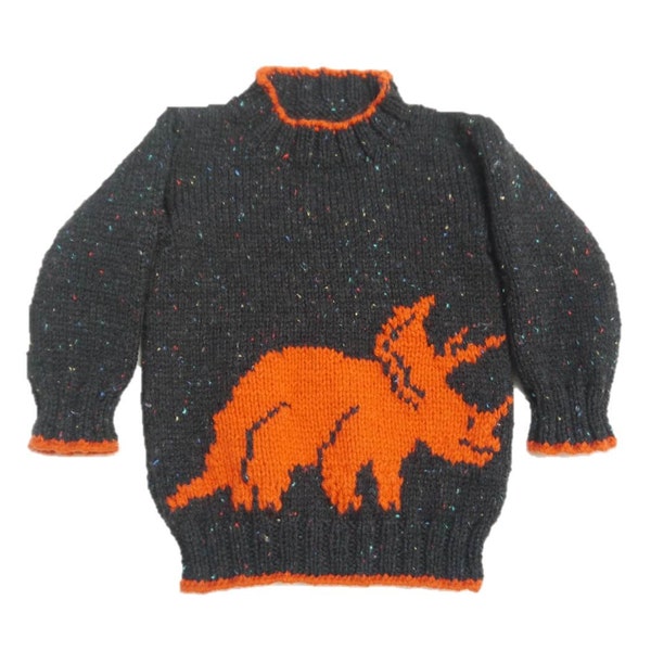 Knitting Pattern for Dinosaur Child's Sweater and Hat Triceratops 4-13 years, Dinosaur Sweater and Hat Pattern, Dinosaur Knitting Pattern