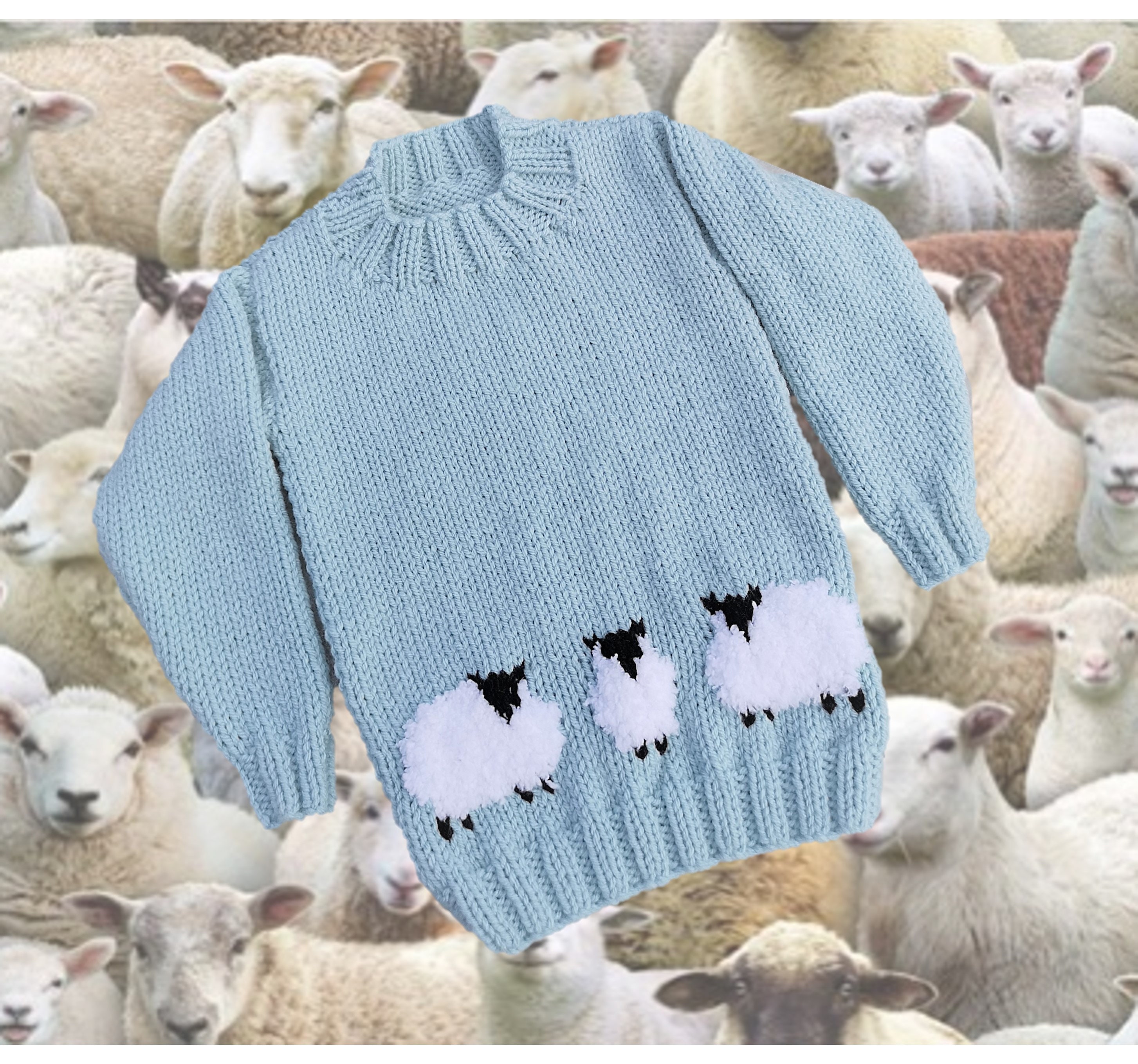 Knitting Pattern for Sheep Chunky Child's Sweater, Children's Sheep
