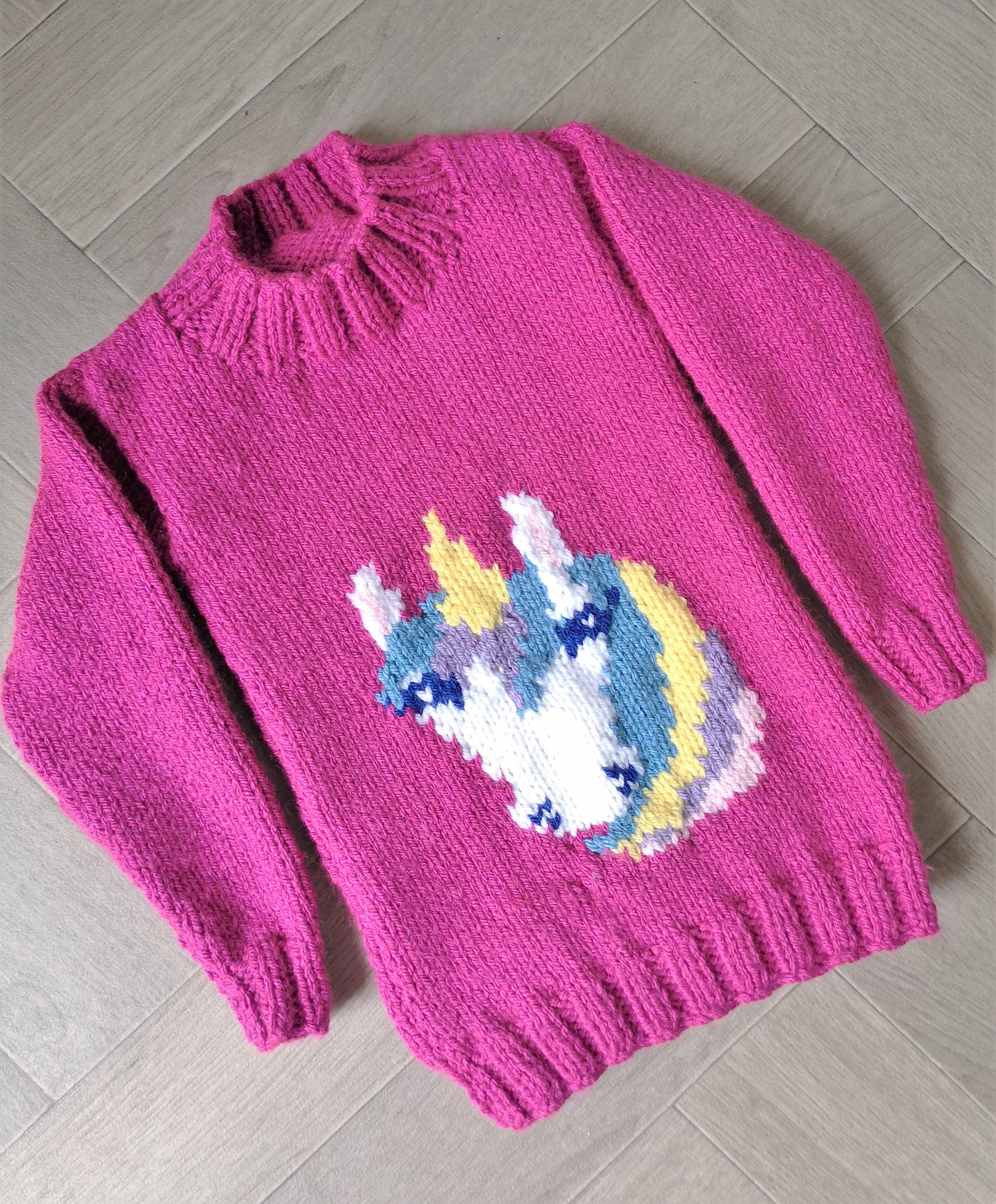 Knitting Pattern for Unicorn Chunky Child's Sweater, Children's Unicorn