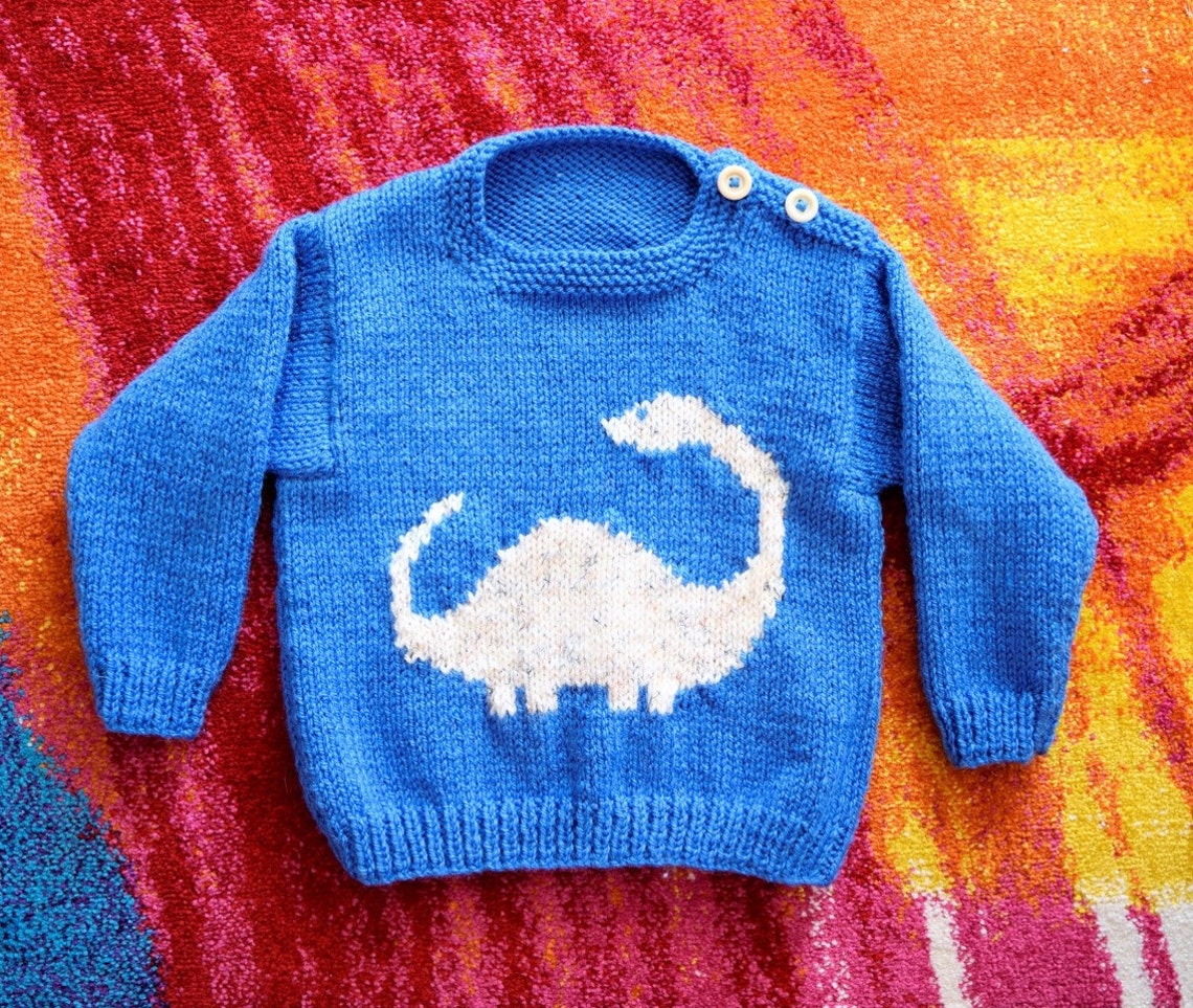 Knitting Pattern for Baby Dinosaur Sweater and Hat Aran | Etsy
