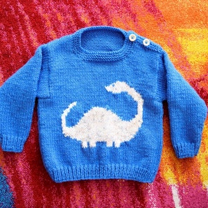 Knitting Pattern for Baby Dinosaur Sweater and Hat 3-24 - Etsy