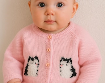 Baby Cat Cardigan and Hat Knitting Pattern: DK Yarn, 0-18 Months (Digital Pattern)